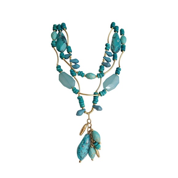 Chicos Tuquoise Colored Three Strand Necklace - Picture 2 of 6